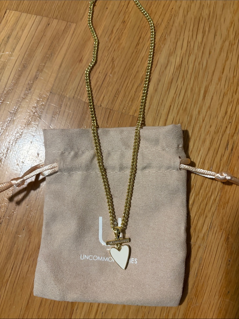 Uncommon Gold and Cream Heart Pendant Necklace